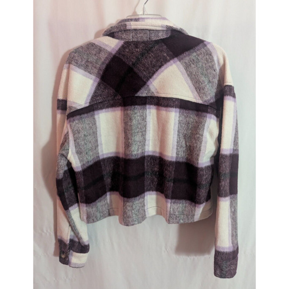 LTX Sportswear Deep Purple Plaid Cropped Wool Blend Jacket Small J2 Cabincore - Picture 4 of 7